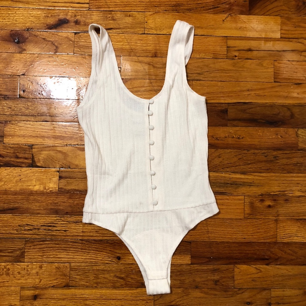 Privacy Please Cream Ribbed Tank Top - Picture 5 of 6